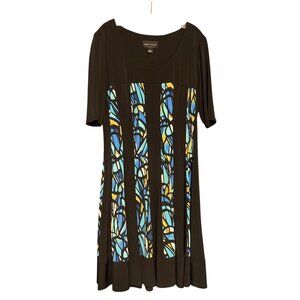 Connected Apparel Women's Dress Size 16 Black & Multicolor Print